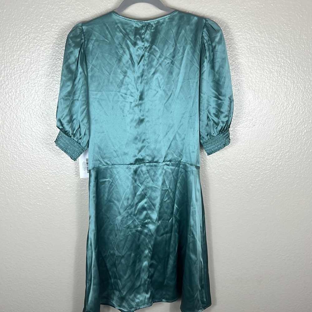 Reformation Birgitta Silk Mini Dress Verdigris - Picture 11 of 11